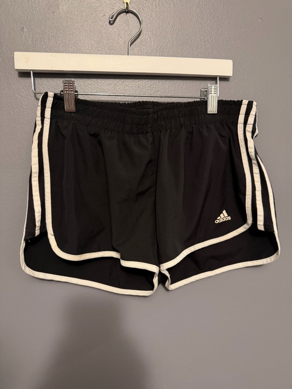 adidas Black Athletic Shorts with White Trim